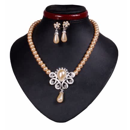 champagne pearl jewelry set