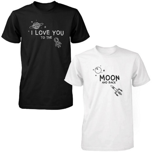 Danami I Love You To The Moon Back Couple Tshirt Black White Konga Online Shopping