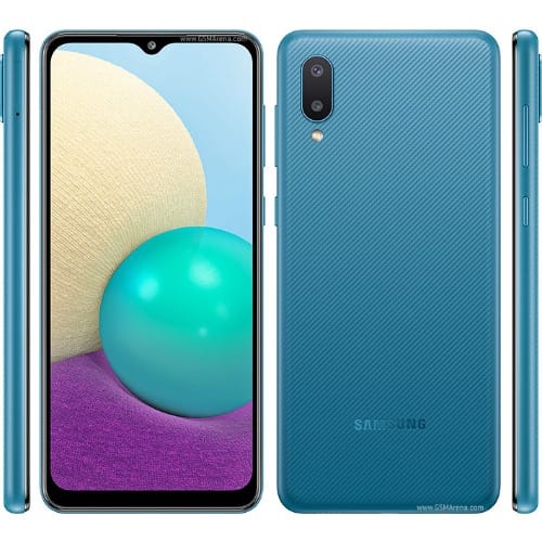 galaxy a02 sm a022f ds 6 5 ips screen 32gb rom 2gb ram 13mp 2mp 5mp 4g lte 5000mah blue