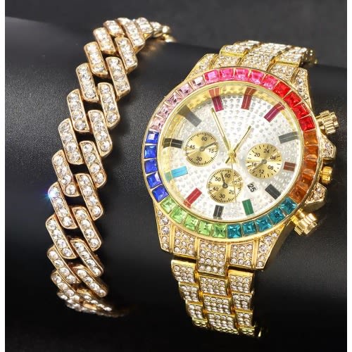 Iced hotsell gold watch