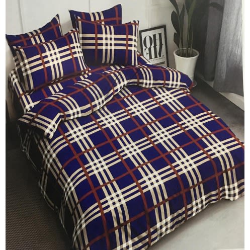 Gingham Pattern Bedding Set 1 Duvet 1 Bed Sheet And 4