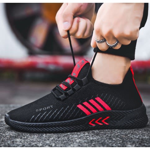 Men Mesh Sneakers - Black & Red | Konga Online Shopping