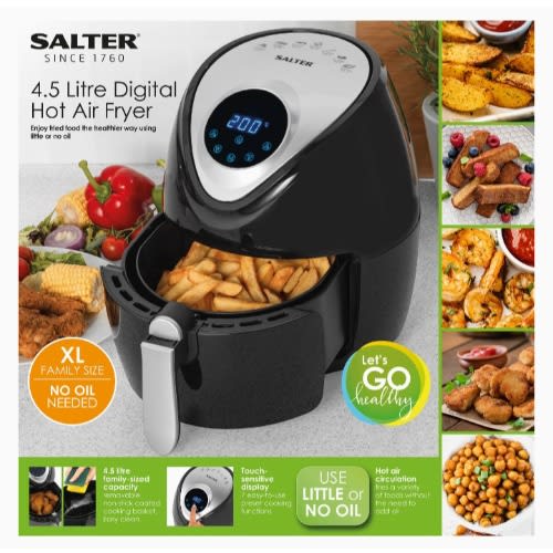 Salter 4.5L XL Digital Hot Air Fryer With Removeable Nonstick Frying