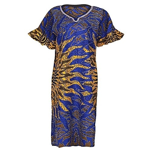 Midi Ankara Dress With Stones - Blue & Yellow | Konga Online Shopping