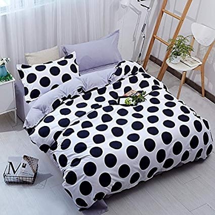 Black And White Polka Dot Pattern Duvet With 2 Free Pillow Cases