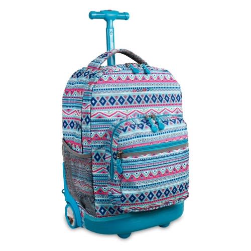 J World 18inch Sundance Rolling Backpack Mint Tribal Konga