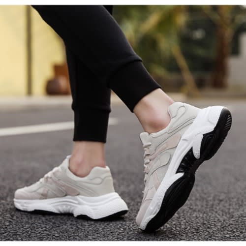 lace up front mesh panel sneakers
