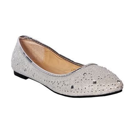 ladies silver flat shoes