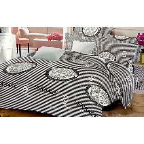Black And White Versace Print Bedding Set Duvet Bedsheet And 4