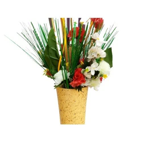 Polished Wood Flower Vase With Artificial Flower Big Konga Online