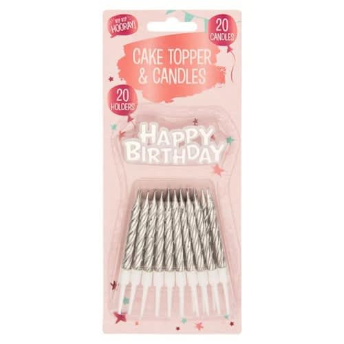 Metallic Candles & Cake Topper 41piece Silver Konga Online Shopping