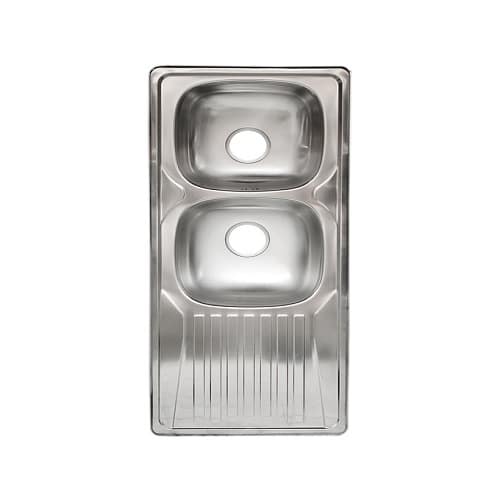 Italian Double Bowl With Side Tray Kitchen Sink