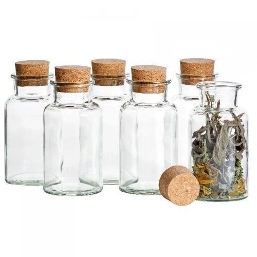 Mini Spice Glass Jars With Cork - 150ml - 6 Pieces