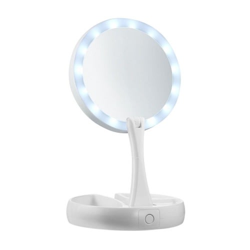 Foldable Double Sided Makeup Mirror, Double Sided Vanity Mirror With Lights