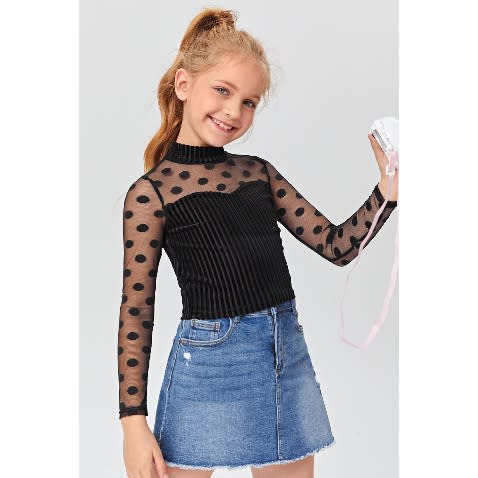 Velvet dot sheer top online