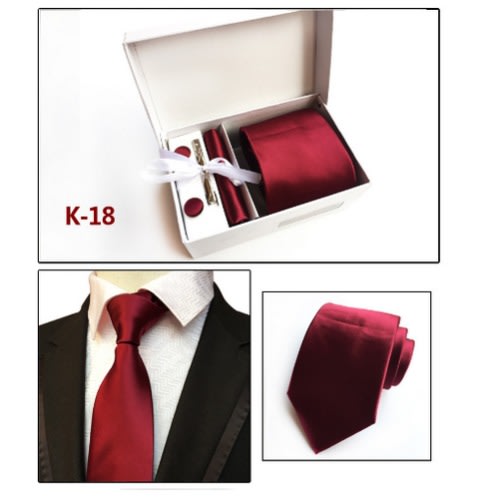 Men's Complete Tie Set -5pcs- Plus Gift Box - Red | Konga Online Shopping