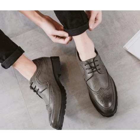 Leather Brogue Shoes - Grey | Konga 