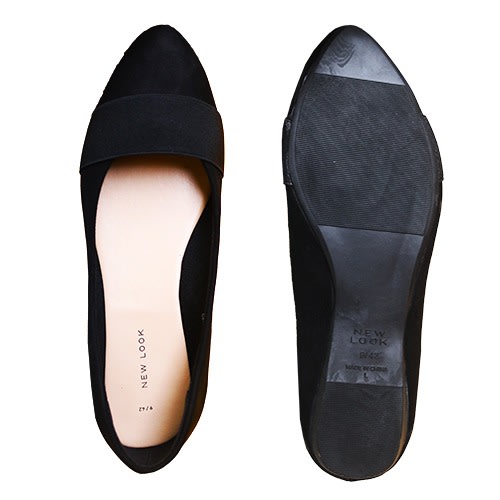 Black suede flat sales shoes