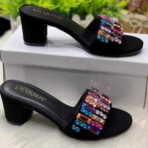 Luxury Rhinestone Slippers Block Heel Sandals Women 2022 Shiny Summer  Crystal Slides Elegant Clear Heel Party Prom Ladies Shoes - AliExpress