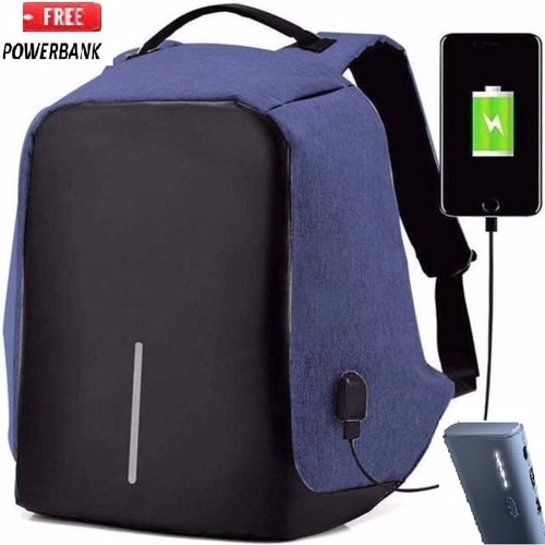 anti theft backpack blue