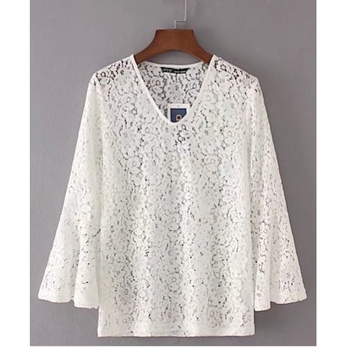 Trumpet Sleeve Vneck Lace Top - Ivory | Konga Online Shopping