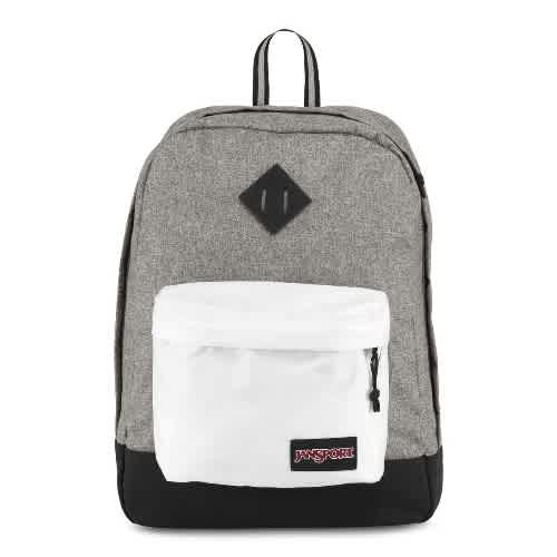 black and white jansport backpack
