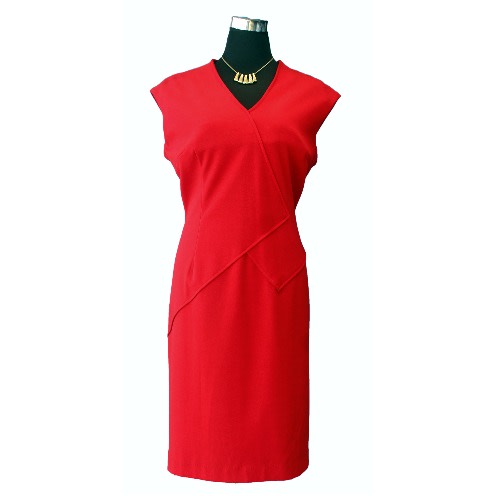 calvin klein red dress with gold zipper