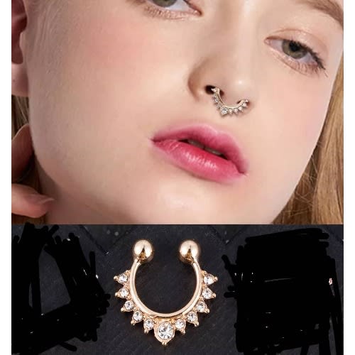 Rhinestone hoop deals nose ring