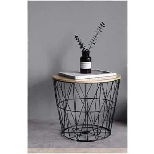 Wooden Top & Metal Wire Side Table Black Konga Online Shopping