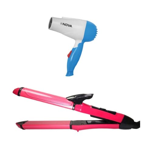 Foldable Hair Dryer Hair Curler Straightener Set