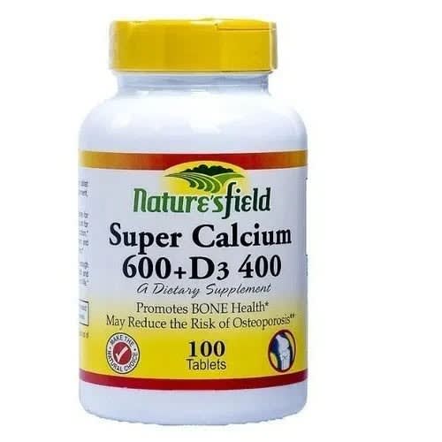 Nature's Field Super Calcium 600mg + Vitamin D3 400iu 100 Tablets