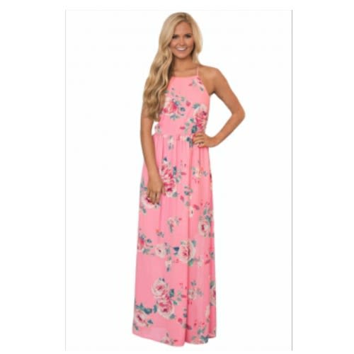pink floral boho dress