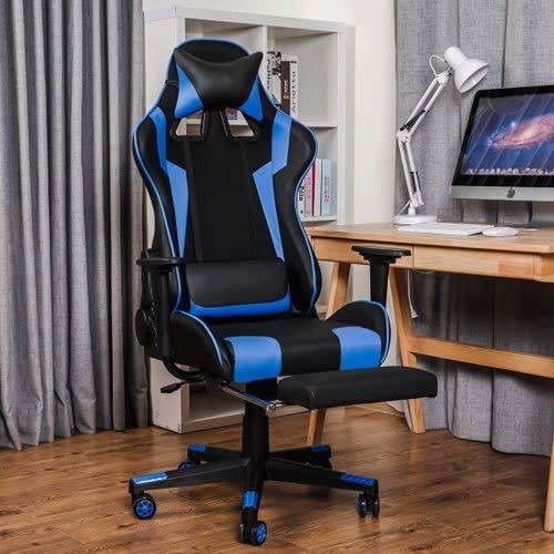Racing gaming chair with footrest outlet