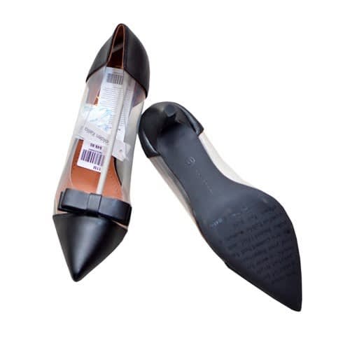 ladies black mid heel shoes