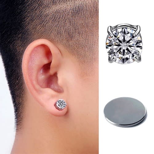 Maestro Makeover Silver Crystal Magnetic Earring Stud Konga