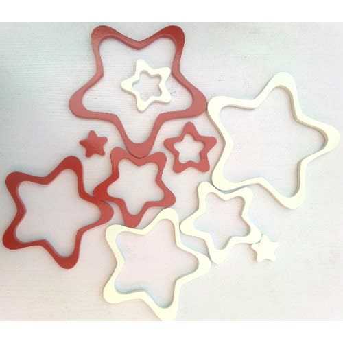 Acrylic Star Wooden Wall Sticker 10 Pieces Red And White Konga Online Shopping