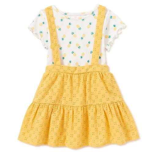 Wonder Nation Baby Girls Dress Pinafore Top Outfit Set Eyelet