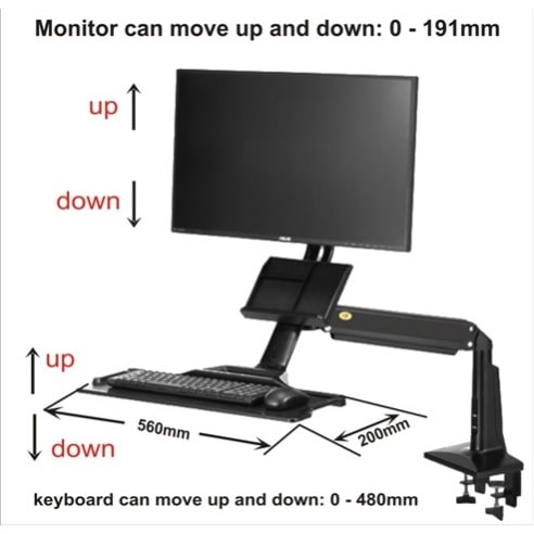Sit N Stand Lcd Monitor Keyboard Desk Stand Mount Black