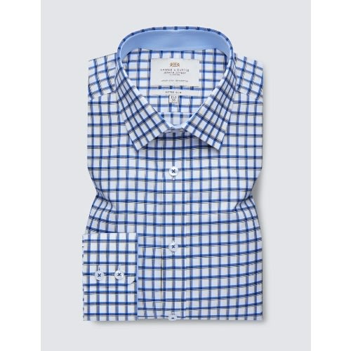 Hawes & Curtis Men's Grid Check Slim Fit Shirt - Single Cuffs - Green ...