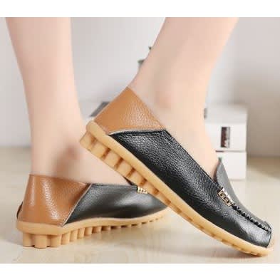 black flat leather shoes womens