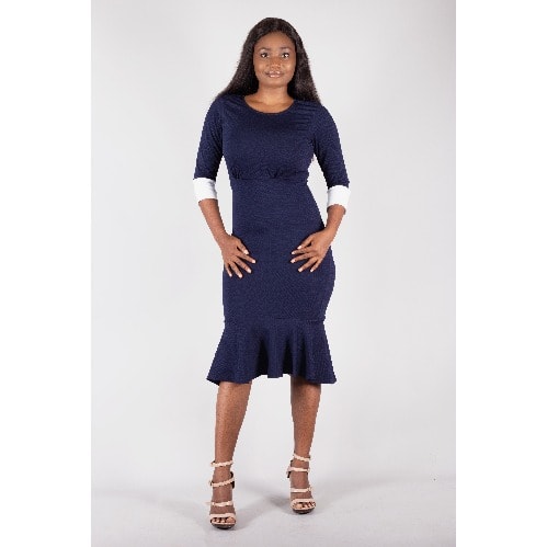white peplum hem dress