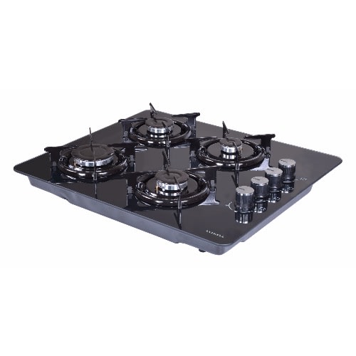 Table Top Built In Glass Gas Cooker - Black