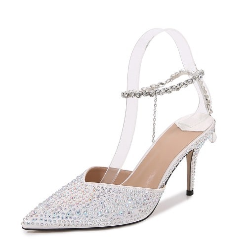Stone Studded Ankle Strap Covered Toe Heels Konga Online Shopping