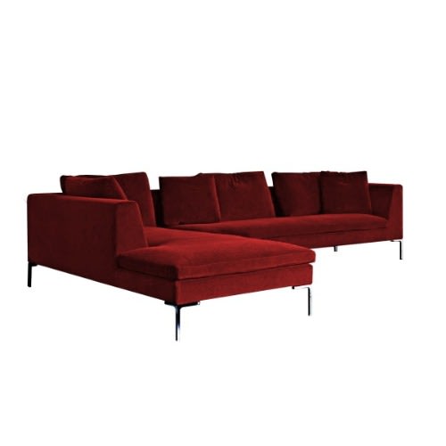 O2 O M L Shape Fabric Sofa Red Wine, Red Fabric Sofa Sets
