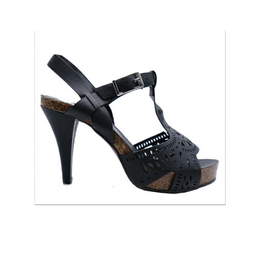 ladies black strappy heels