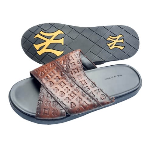 mens leather slippers with rubber soles