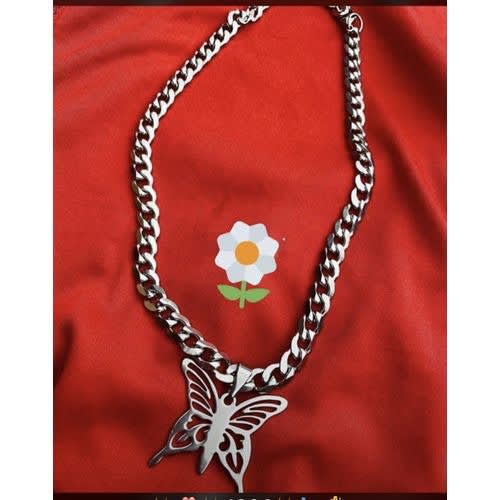 Cuban Link Chain With Butterfly Pendant Silver Konga Online