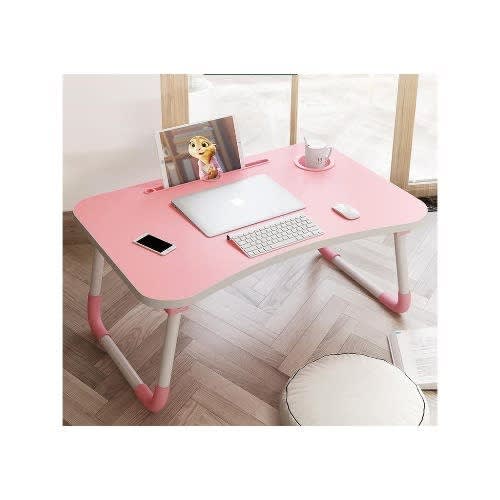 Foldable Laptop Table Bed Desk Pink, Round Laptop Table