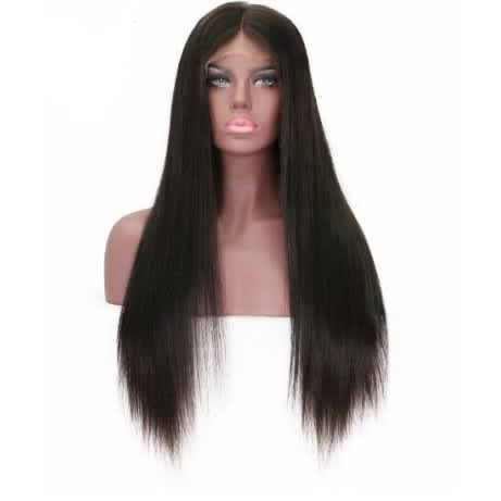 Lace Closure Silky Straight Middle Part Human Hair Wig Natural Colour