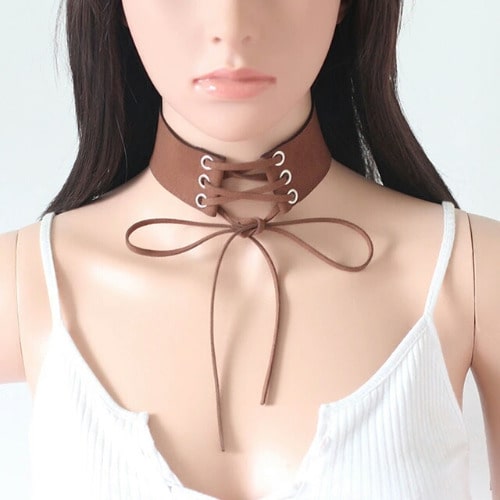 brown lace choker